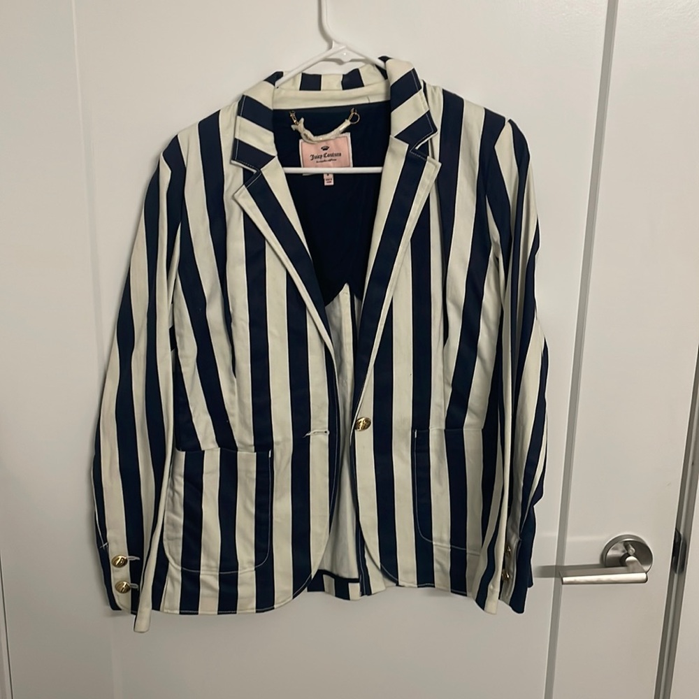 Like New! juicy couture navy striped blazer sz. 8
